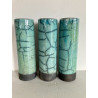 Série de 3 vases turquoises en céramique raku