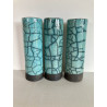 Série de 3 vases turquoises en céramique raku