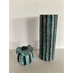 Vase Céramique Raku "Lave" Turquoise