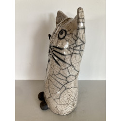 Chat contemporain en céramique Raku déco tendance