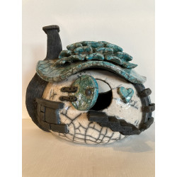 Raku ceramic bird house