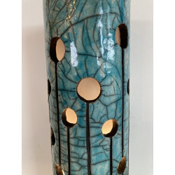 Lampe "Divine" en Céramique Raku Turquoise