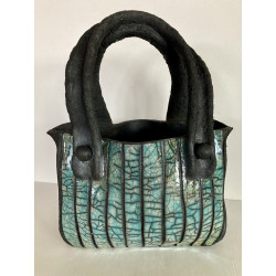 Sac Bleu Turquoise en Céramique Raku