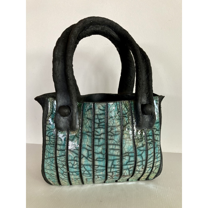 Sac Bleu Turquoise en Céramique Raku