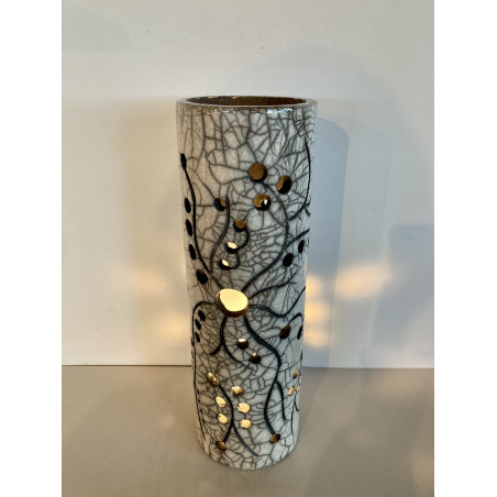 Unique creation of artisanal art as a decorative Raku lamp