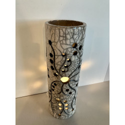 Unique creation of artisanal art as a decorative Raku lamp