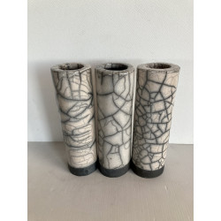 Série de 3 vases céramique raku blanc