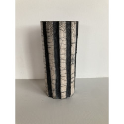 Superb tall turquoise Raku vase and unique decorative art piece