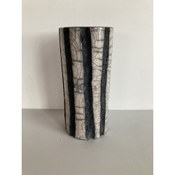 Superb tall turquoise Raku vase and unique decorative art piece