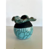 Boîte Fleur Bleue Turquoise en Céramique Raku