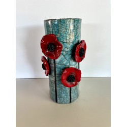 Vase céramique raku "coquelicots"