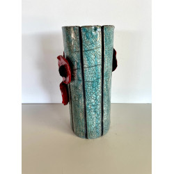 Vase céramique raku "coquelicots"