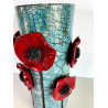 Original poppies raku ceramic vase