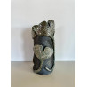 Large original Raku ceramic vase in white and black