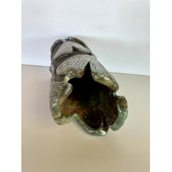 Large original Raku ceramic vase in white and black