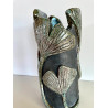 Large original Raku ceramic vase in white and black