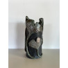 Large original Raku ceramic vase in white and black