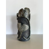 Large original Raku ceramic vase in white and black