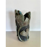 Large original Raku ceramic vase in white and black