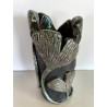 Large original Raku ceramic vase in white and black