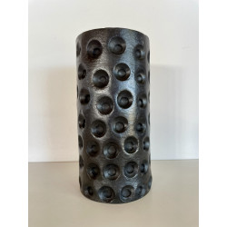 Mat black vase with landscaped texture