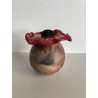 Boîte céramique raku fleur rouge