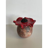 Boîte céramique raku fleur rouge