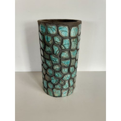 Superbe Vase "Crocodile" Céramique Raku