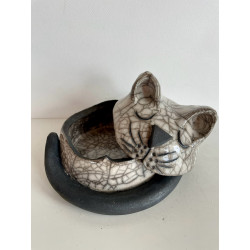 Boite céramique raku "chat dormeur"