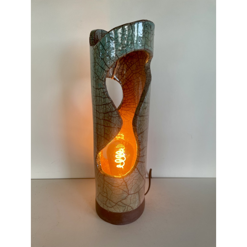 Lampe Raku "Forêt" avec une couleur profonde. Lampe ambiance très déco