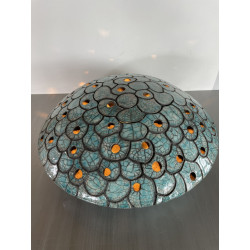 Ultra contemporaine lampe d'ambiance zen, raku bleu/vert pièce unique