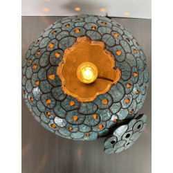 Lamp "Astre" Ceramic Raku Blue