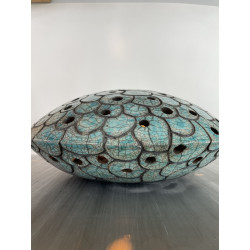 Lamp "Astre" Ceramic Raku Blue