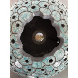 Lamp "Astre" Ceramic Raku Blue