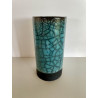 Lovely decorative turquoise Raku ceramic vase art nicely crackled