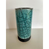 Lovely decorative turquoise Raku ceramic vase art nicely crackled