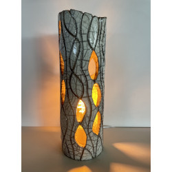 Lampe artisanale en céramique raku blanc très originale