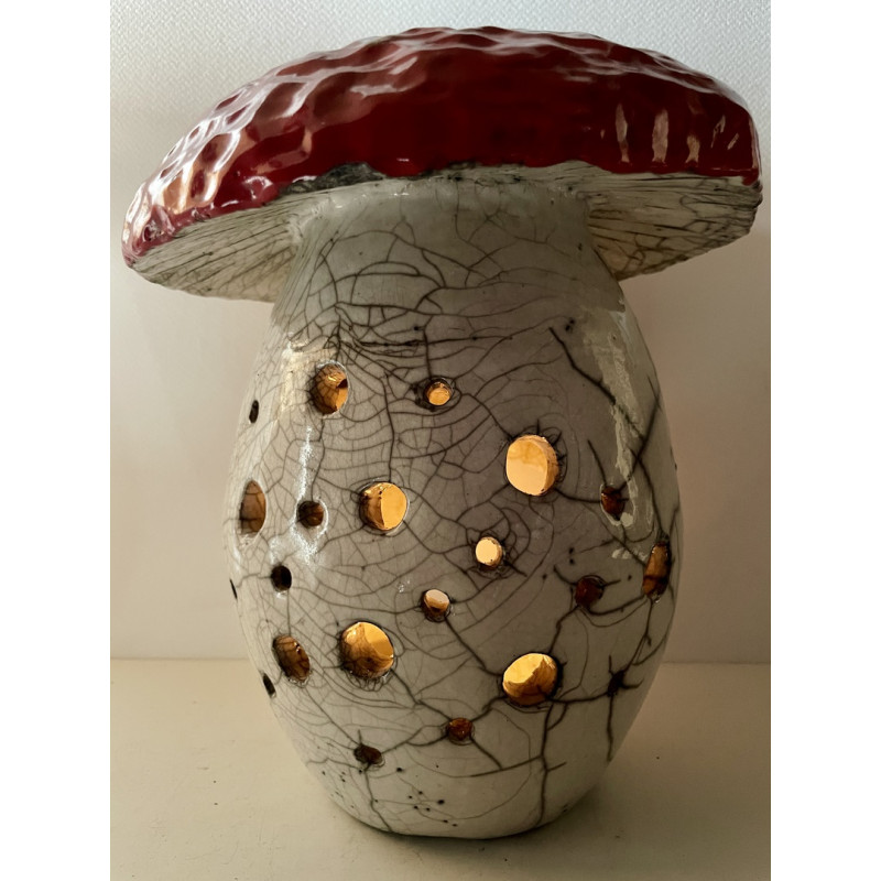 Mushroom candle jar Raku Ceramics