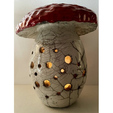 Mushroom candle jar Raku Ceramics