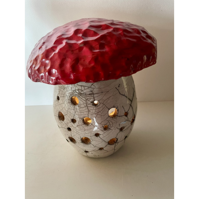 Ambiance cozy avec ce Champignon photophore en Céramique Raku