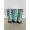 Très tendance cette série de 3 vases céramique raku turquoise brillant