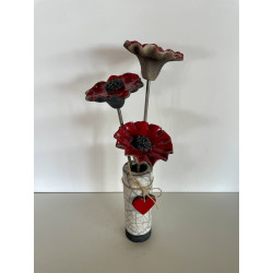 Soliflore and its Poppies Raku Ceramic