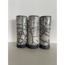 White Raku ceramic trio of vases for an original decoration