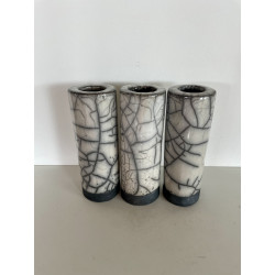 White Raku ceramic trio of vases for an original decoration