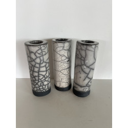 White Raku ceramic trio of vases for an original decoration