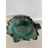 Coupe décorative unique en céramique raku bleu turquoise