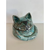 Blue Raku ceramic cat