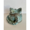 Blue Raku ceramic cat