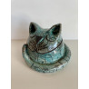 Blue Raku ceramic cat