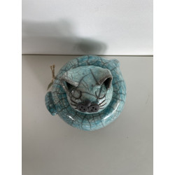 Jolie Boîte chat ou urne funéraire en céramique Raku